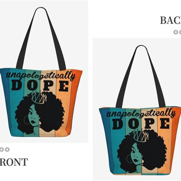 African American Tote Bag Women Polyester Large Stylish Daily Use - Picture 4 of 6